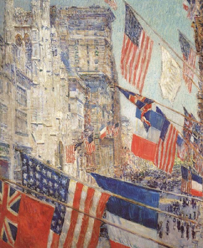 Childe Hassam Allies Day,May 1917 Spain oil painting art